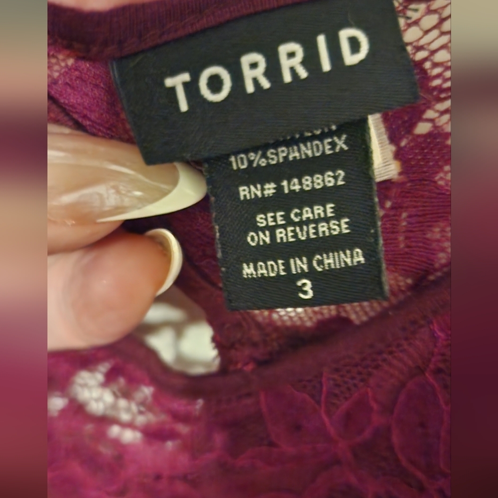 Torrid Deep Red Lace Top - Picture 5 of 5